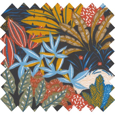 Cotton fabric ex2266 multicolored foliage on black