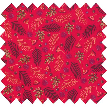 Tissu coton au mètre tiges rouges de noël ex1013