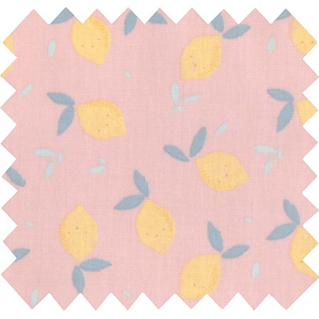 Coated fabric pink yellow citrus