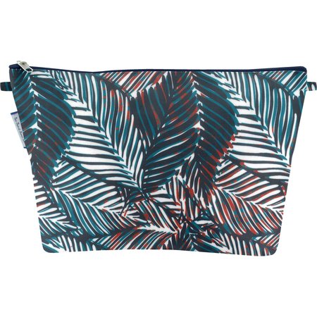Cosmetic bag with flap feuillage marine