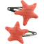 Star hair-clips coral lurex gauze - PPMC