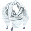 Pom pom scarf striped blue gray glitter - PPMC