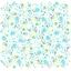Cotton fabric green and white flowers - PPMC