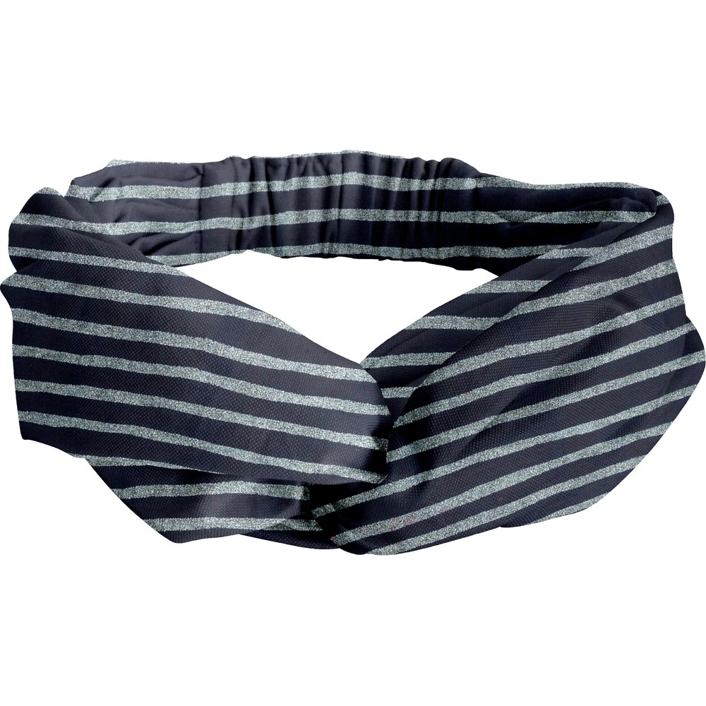 crossed headband striped silver dark blue