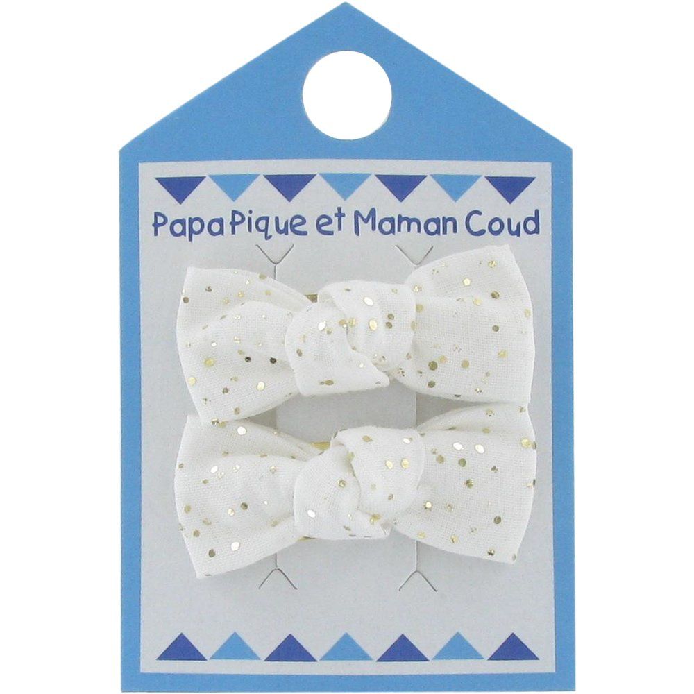 Small bows hair clips white sequined