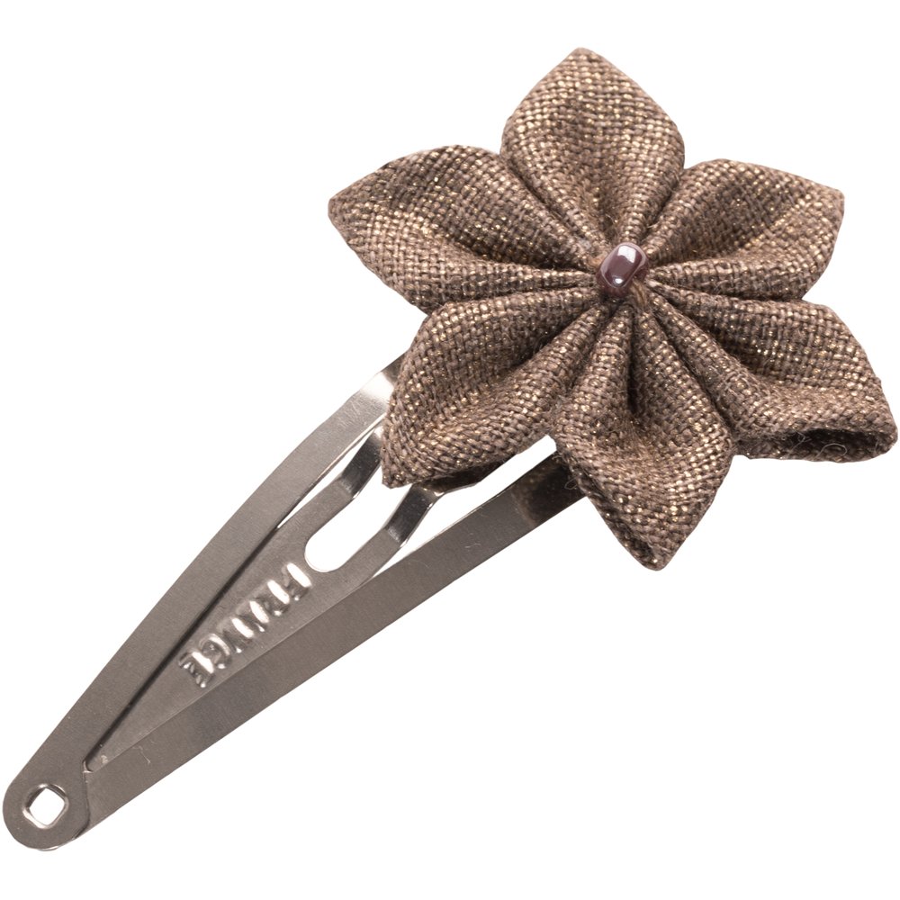 Star flower hairclip copper linen