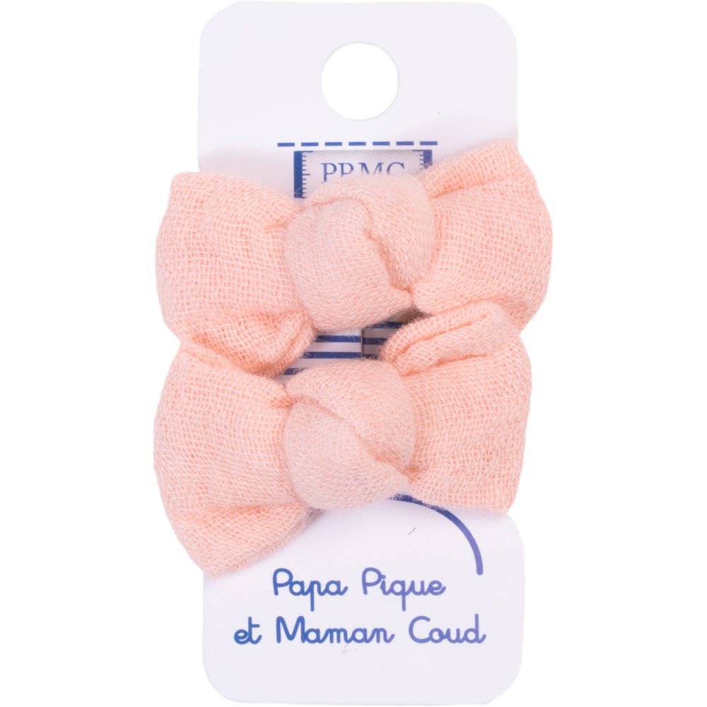 Small bows hair clips gauze pink