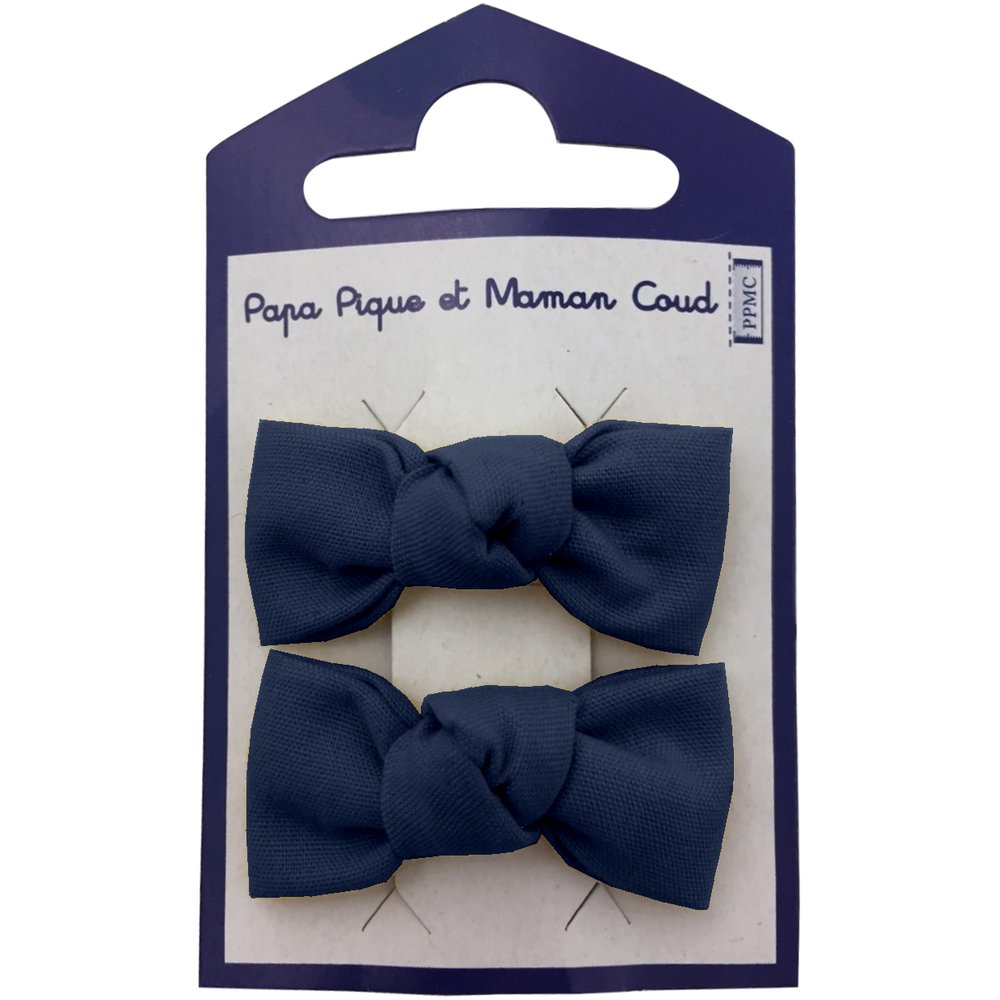 Small bows hair clips navy blue