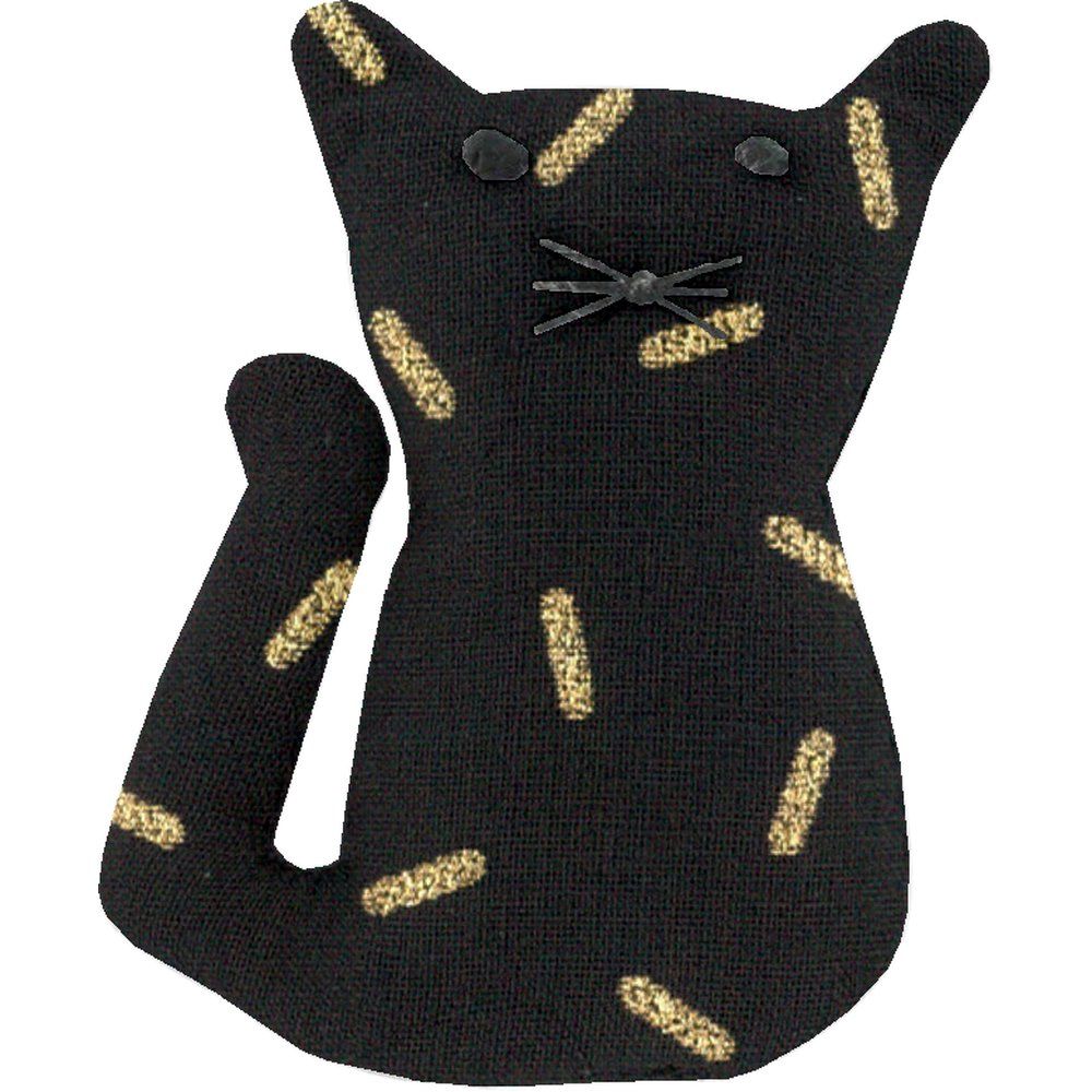 Petite barrette chat  paille dorée noir