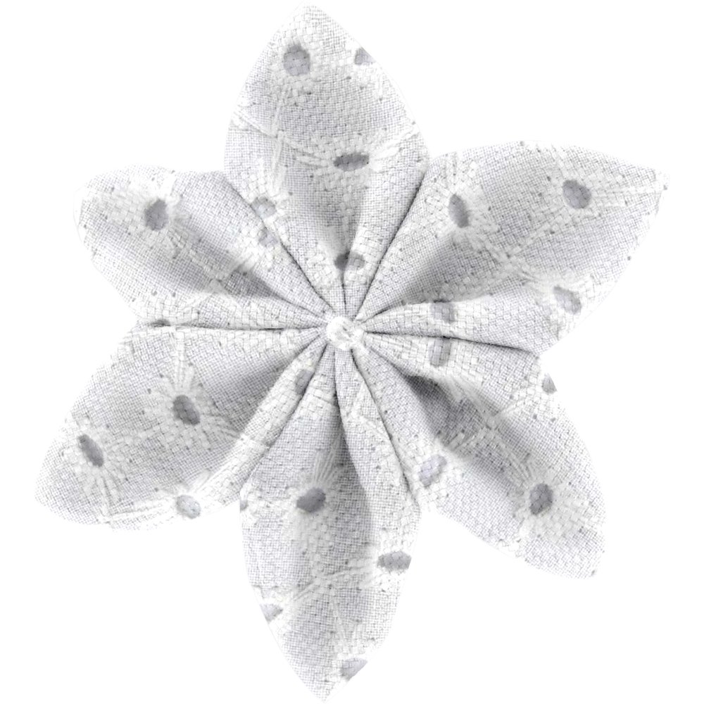 Barrette fleur étoile 4 broderie anglaise blanche