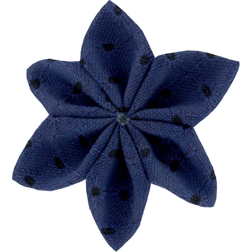 Star flower 4 hairslide blue english embroidery