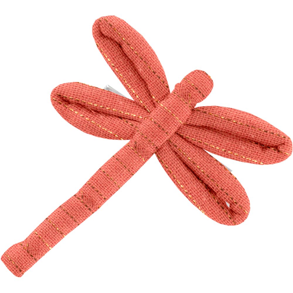 Dragonfly hair slide coral lurex gauze