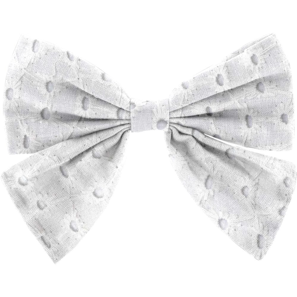 Barrette noeud papillon broderie anglaise blanche