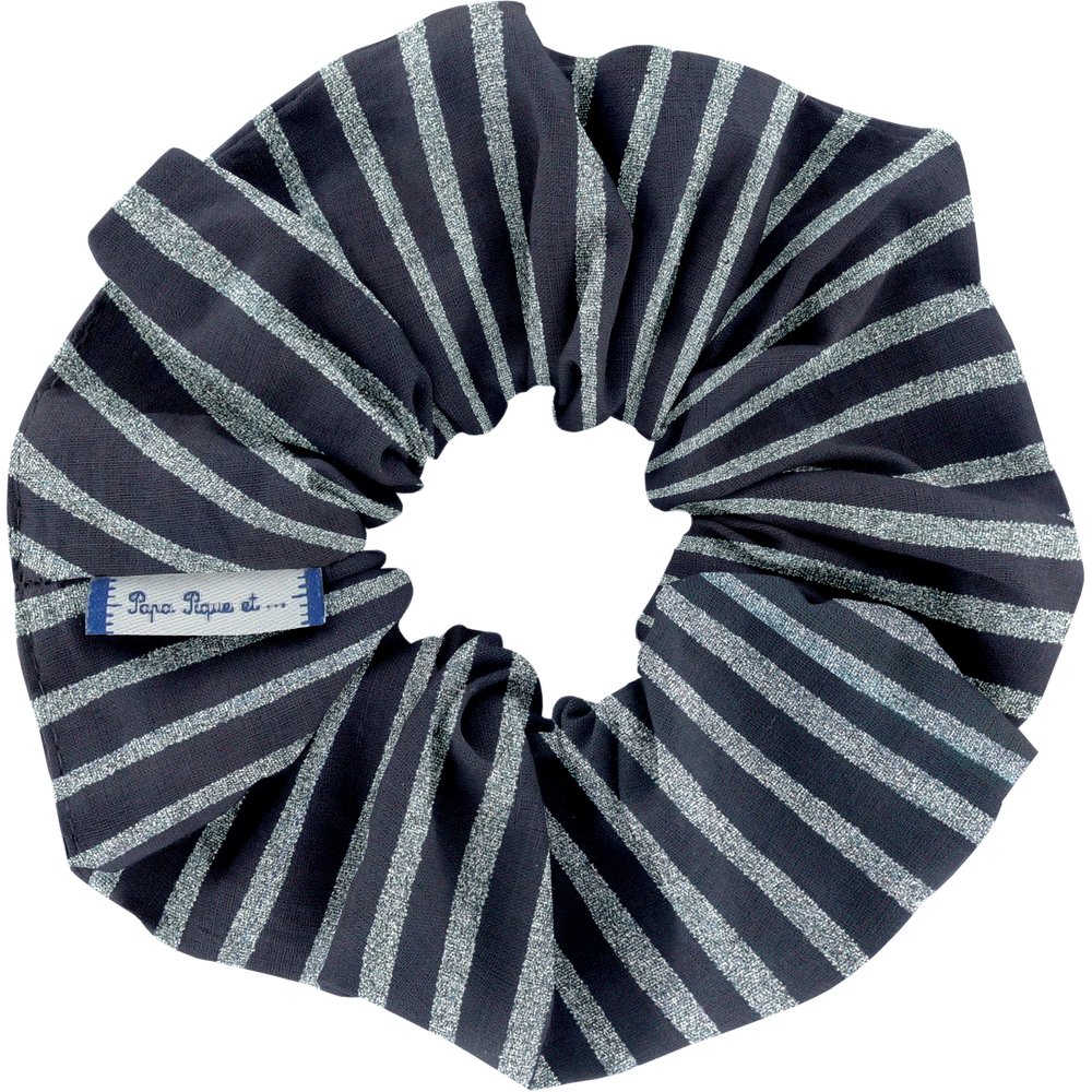 Scrunchie striped silver dark blue