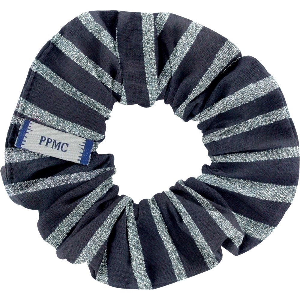 Small scrunchie striped silver dark blue