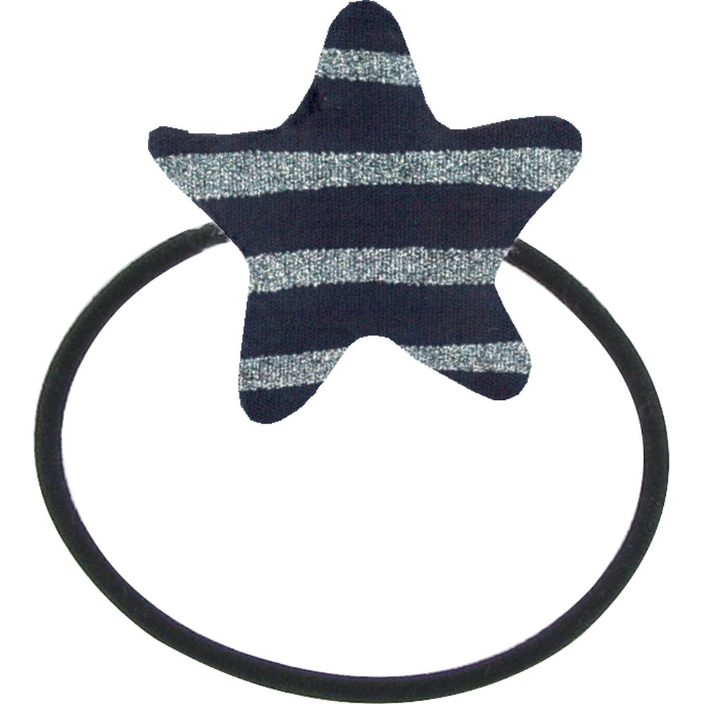 Estrella elástica para el pelo azul plata rayado