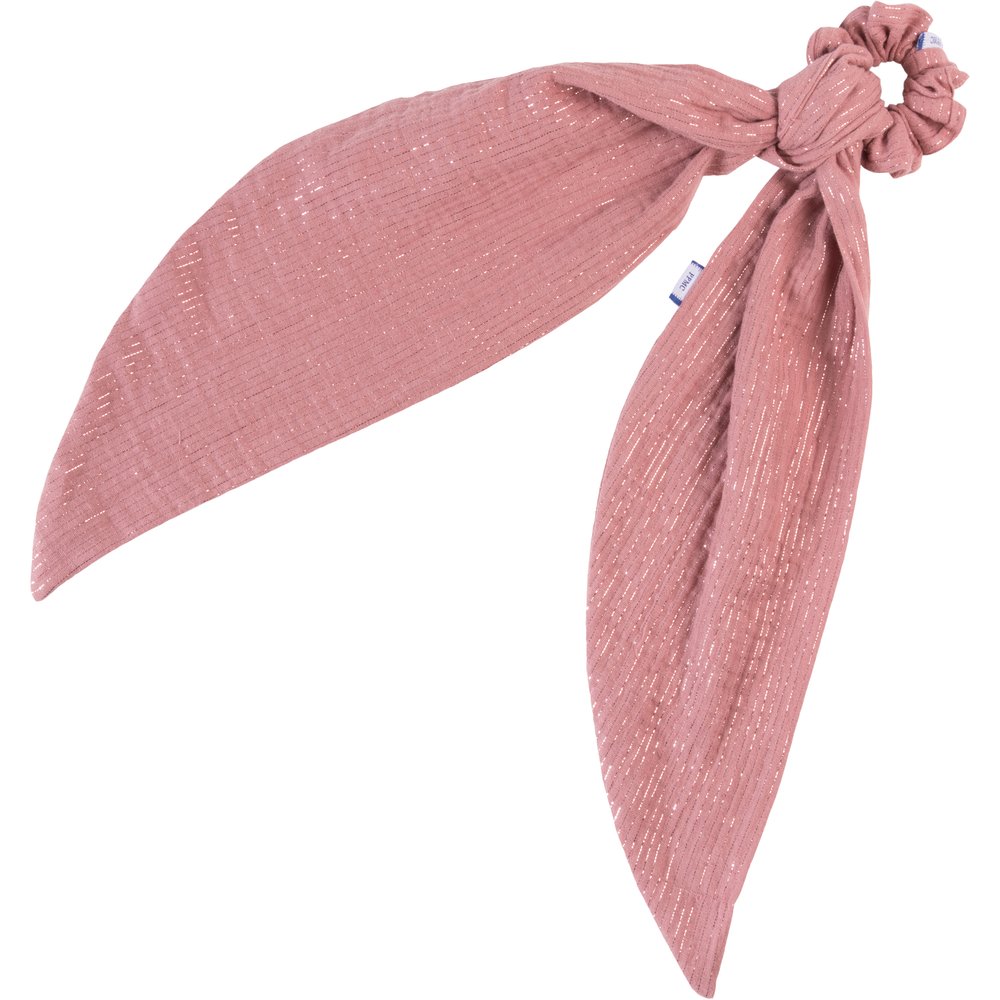 Long tail scrunchie dusty pink lurex gauze