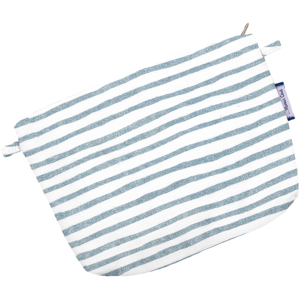Tiny coton clutch bag striped blue gray glitter