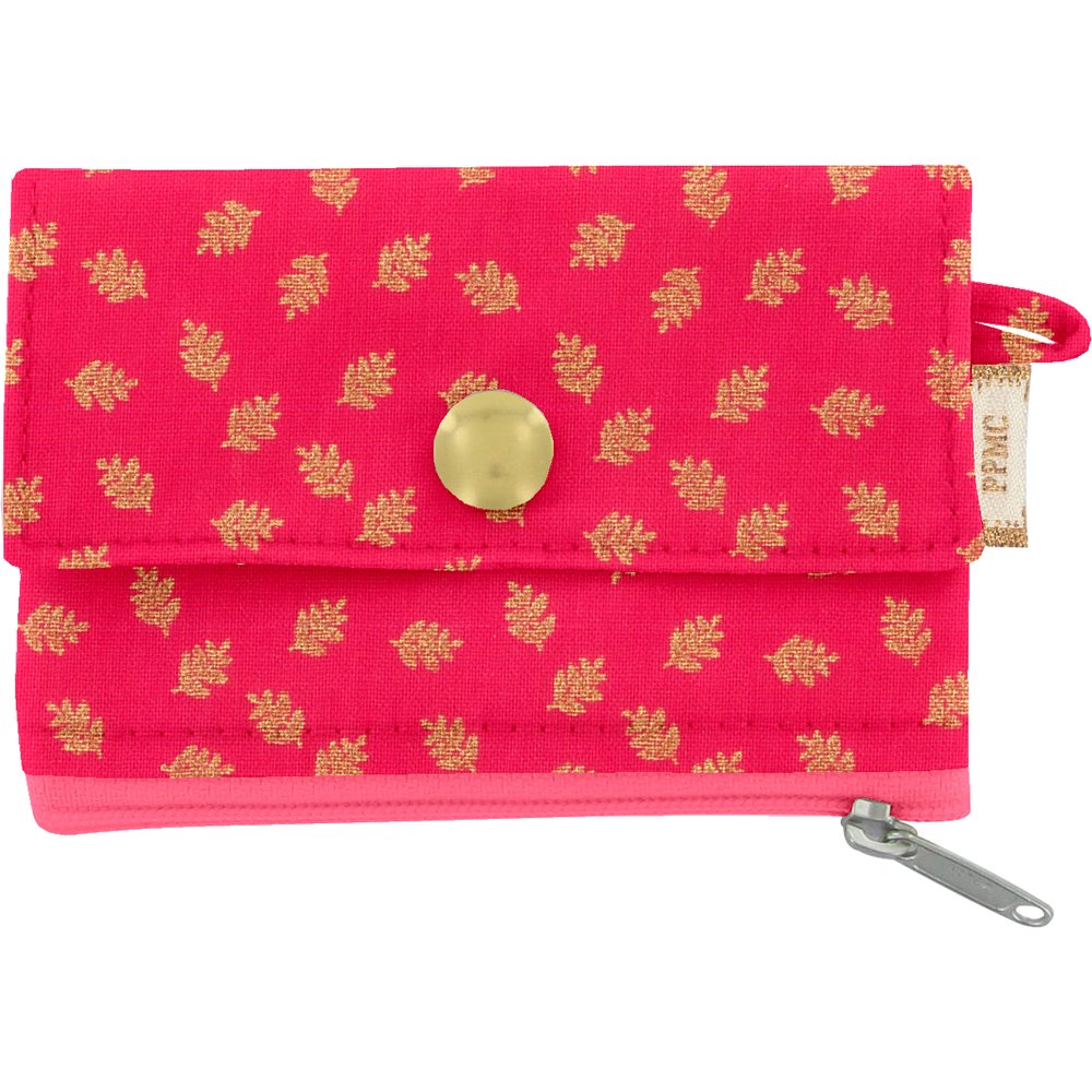 zipper pouch card purse feuillage or rose