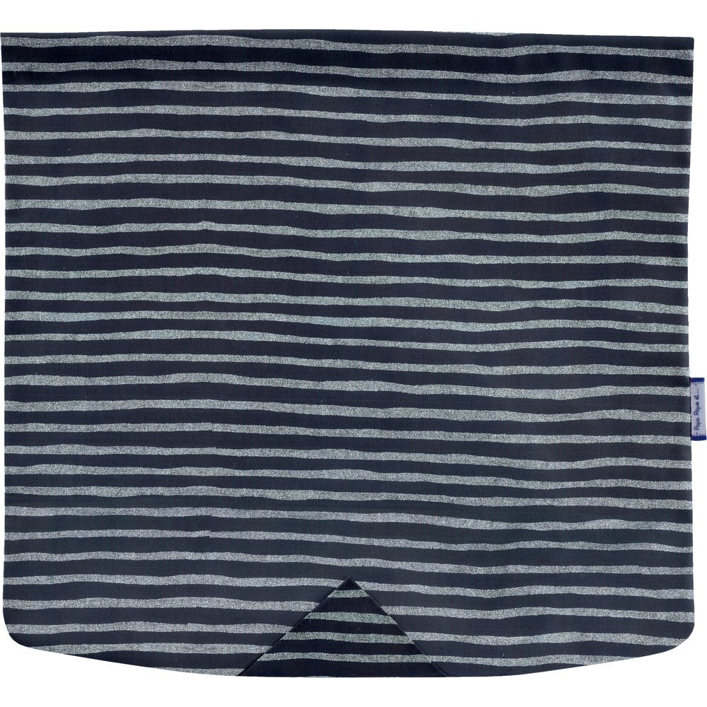 Square flap of saddle bag  striped silver dark blue