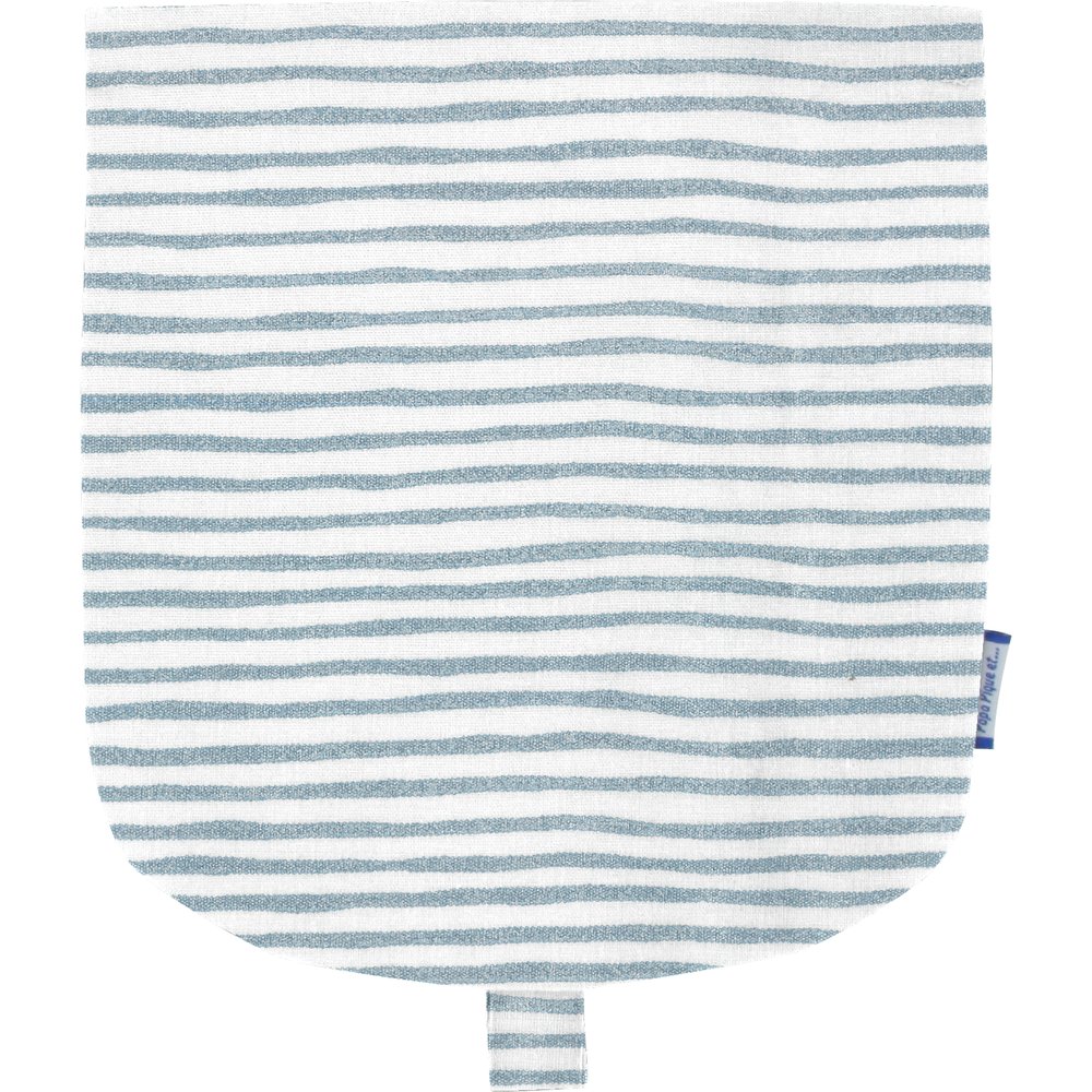 Flap of small shoulder bag striped blue gray glitter