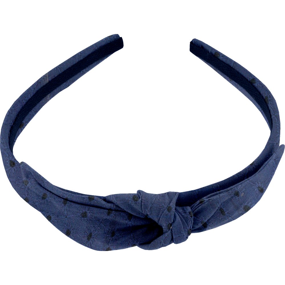bow headband blue english embroidery