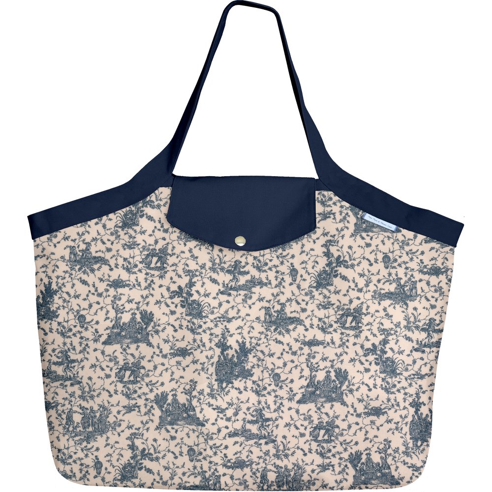 Grand sac cabas toile de jouy marine - PPMC