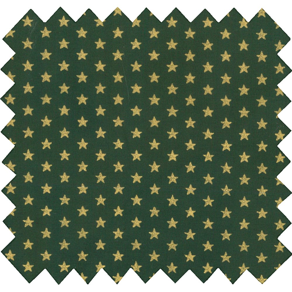 Tissu coton au mètre etoile or vert ex1024