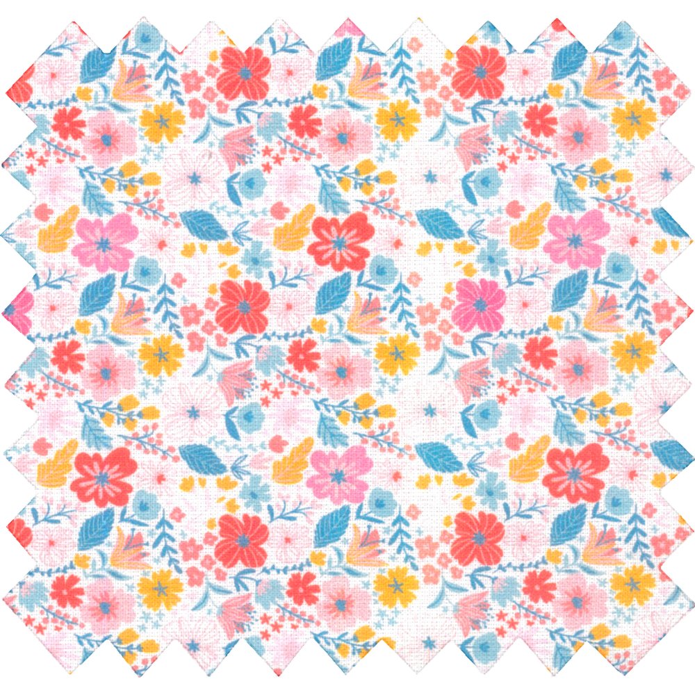 Tissu coton au mètre fleurs pastel ex1048