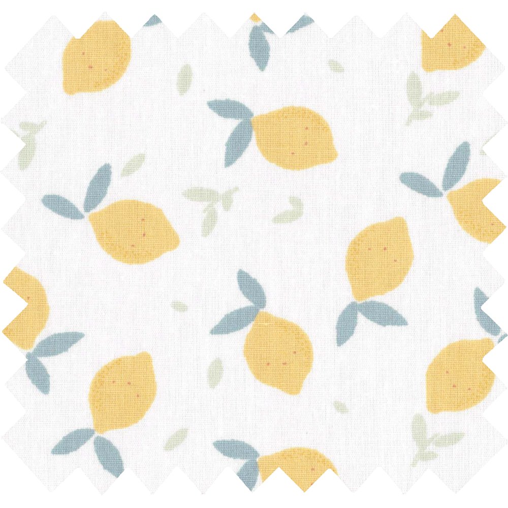 Cotton fabric yellow and white citrus