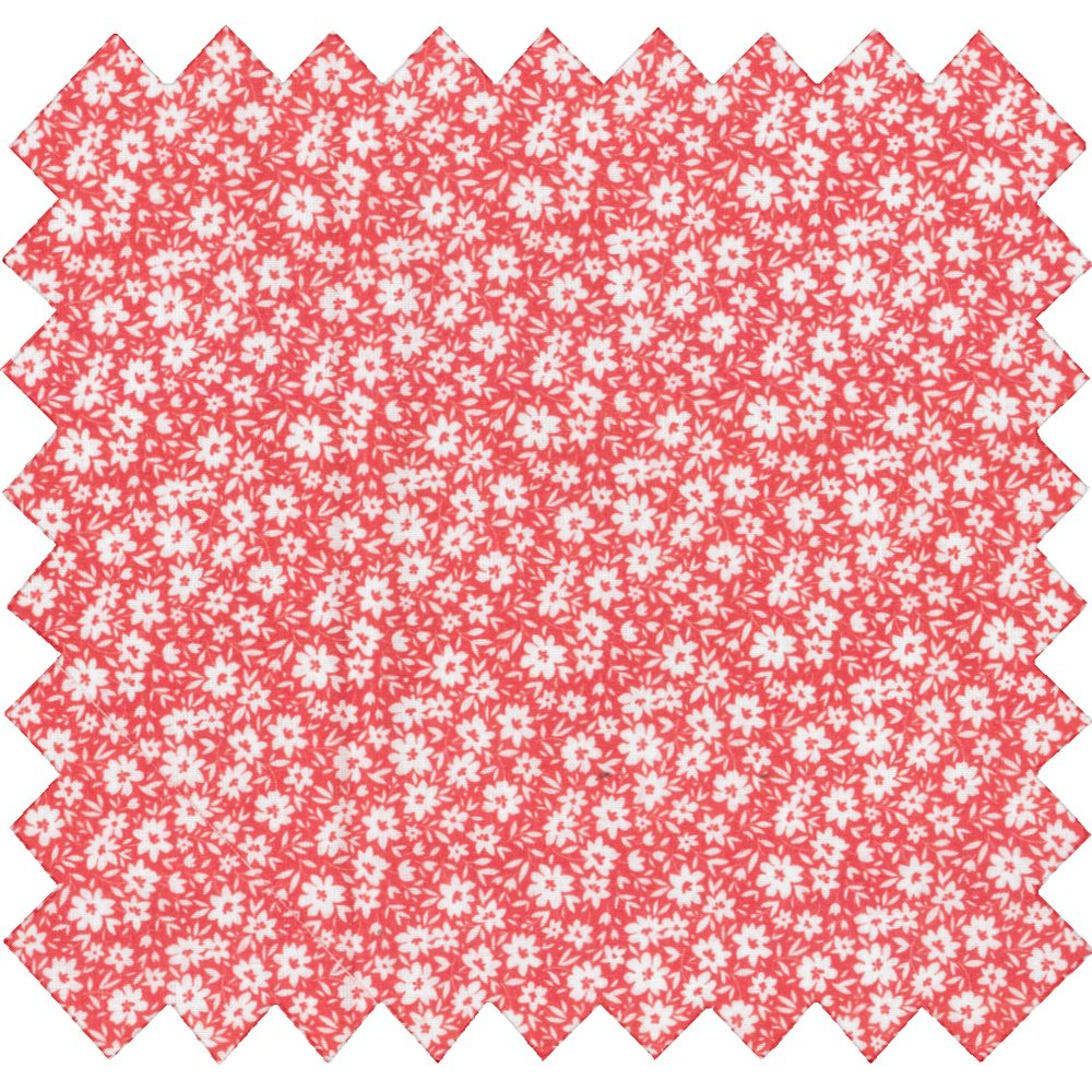Tissu coton au mètre petites fleurs rougeex1087