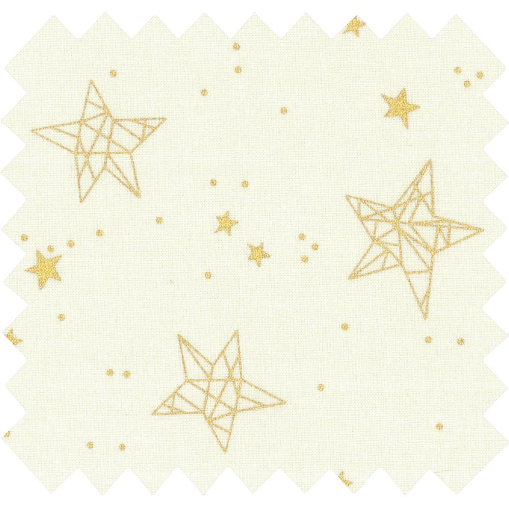 Tela  algodón estrellas geoétricas crema y oro ex1109