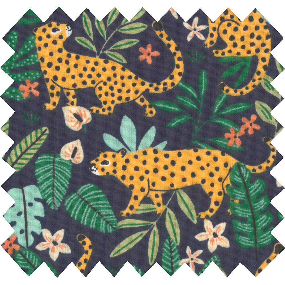 Cotton fabric leopard jungle