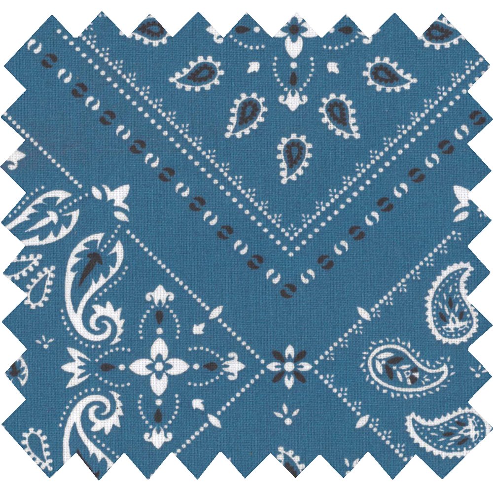 Tissu coton au mètre ex2215 bandana bleu