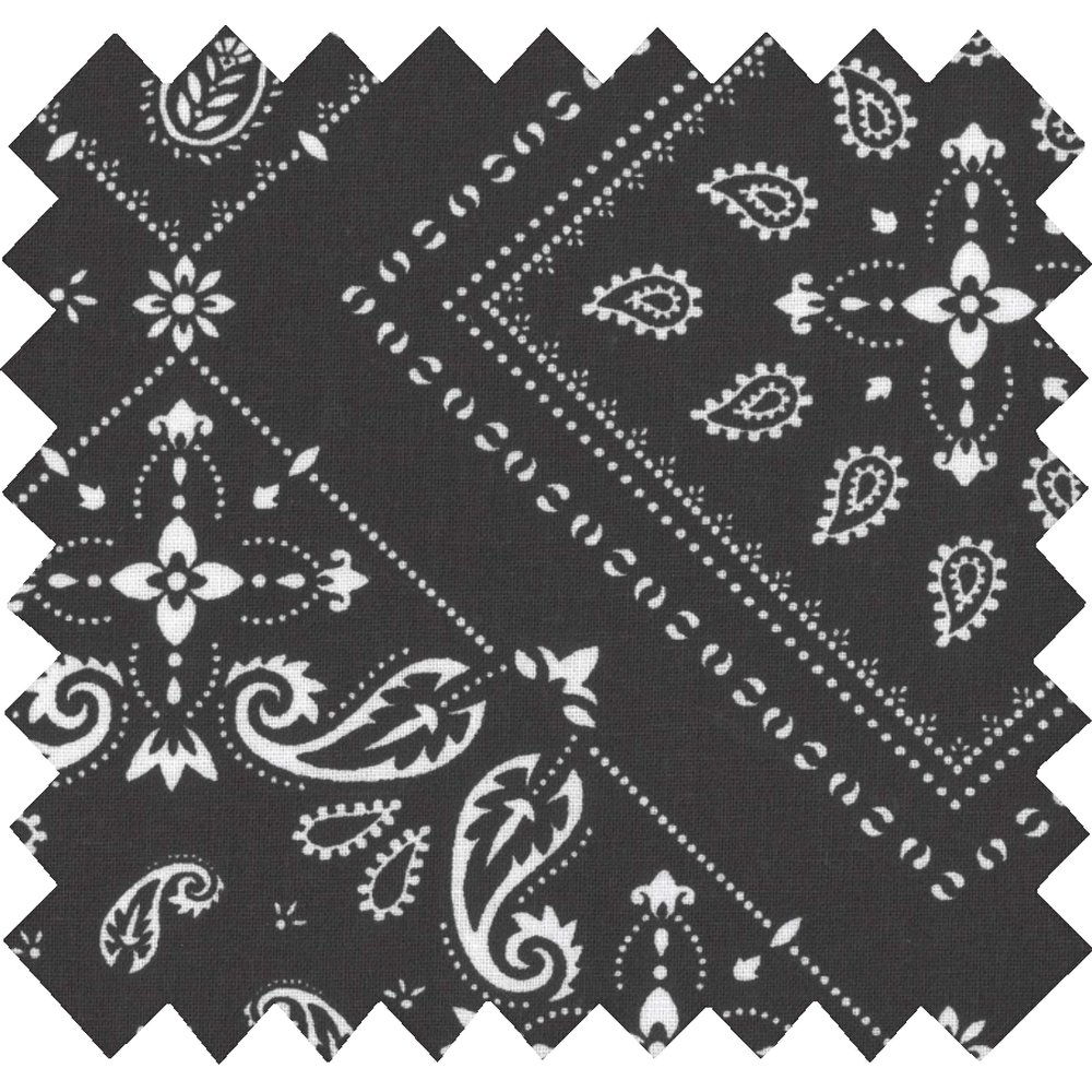 Tissu coton au mètre ex2216 bandana noir