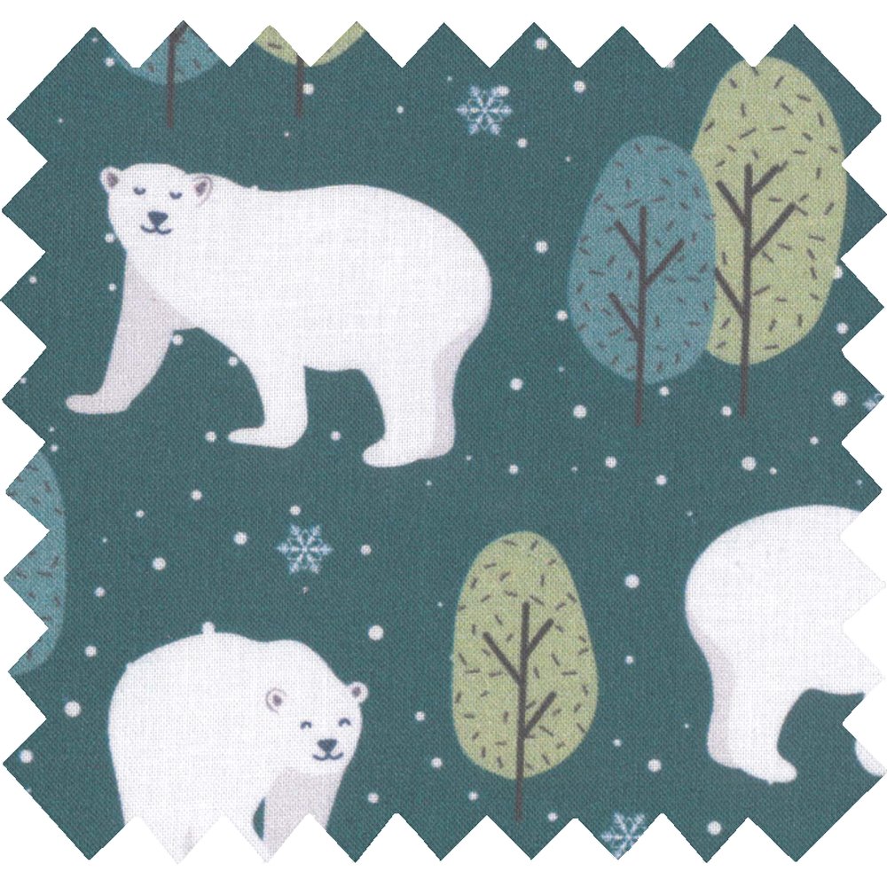 Tela  algodón ex2244 osos polares verde azul