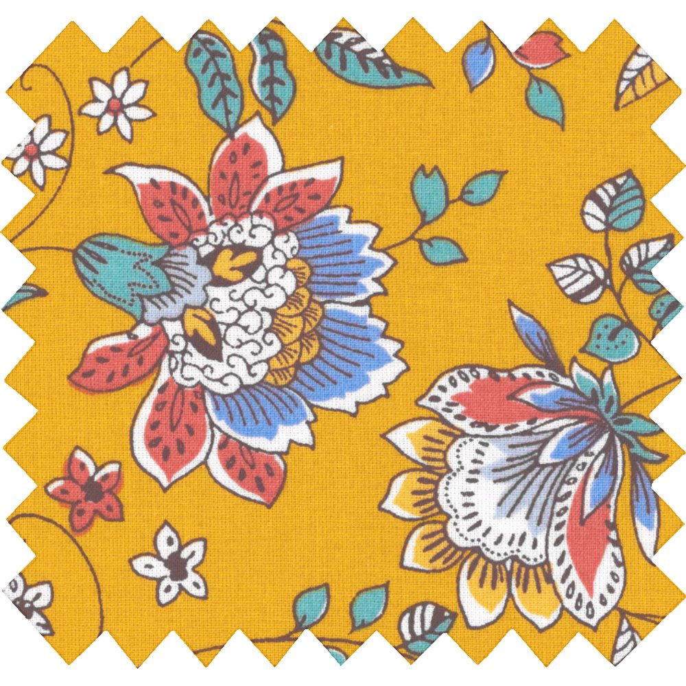 Cotton fabric ex2264 yellow floral indian