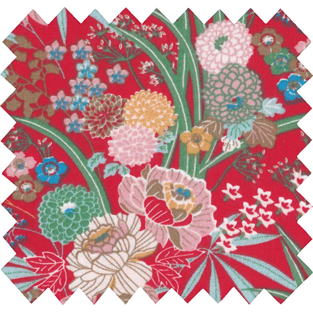Cotton fabric ex2265 red vintage bouquet