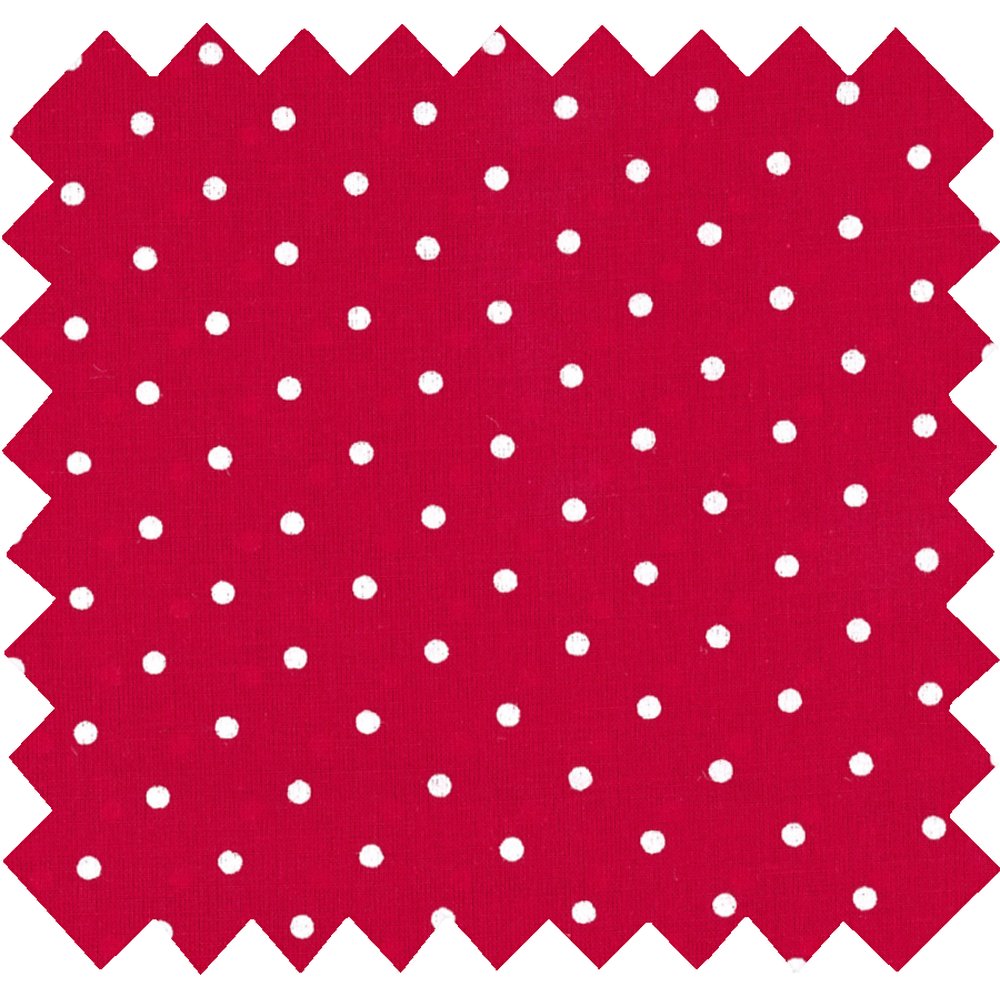Tissu coton au mètre pois rouge