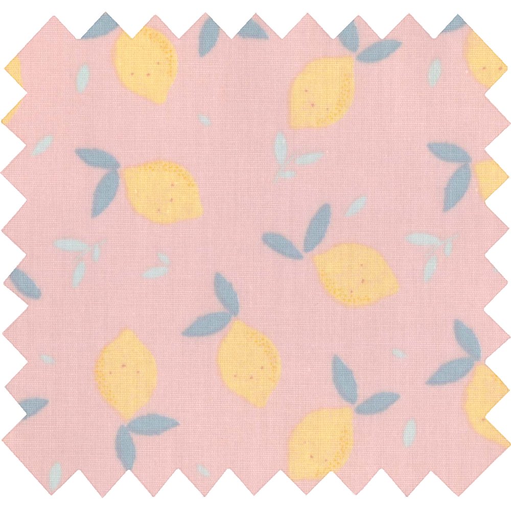 Coated fabric pink yellow citrus