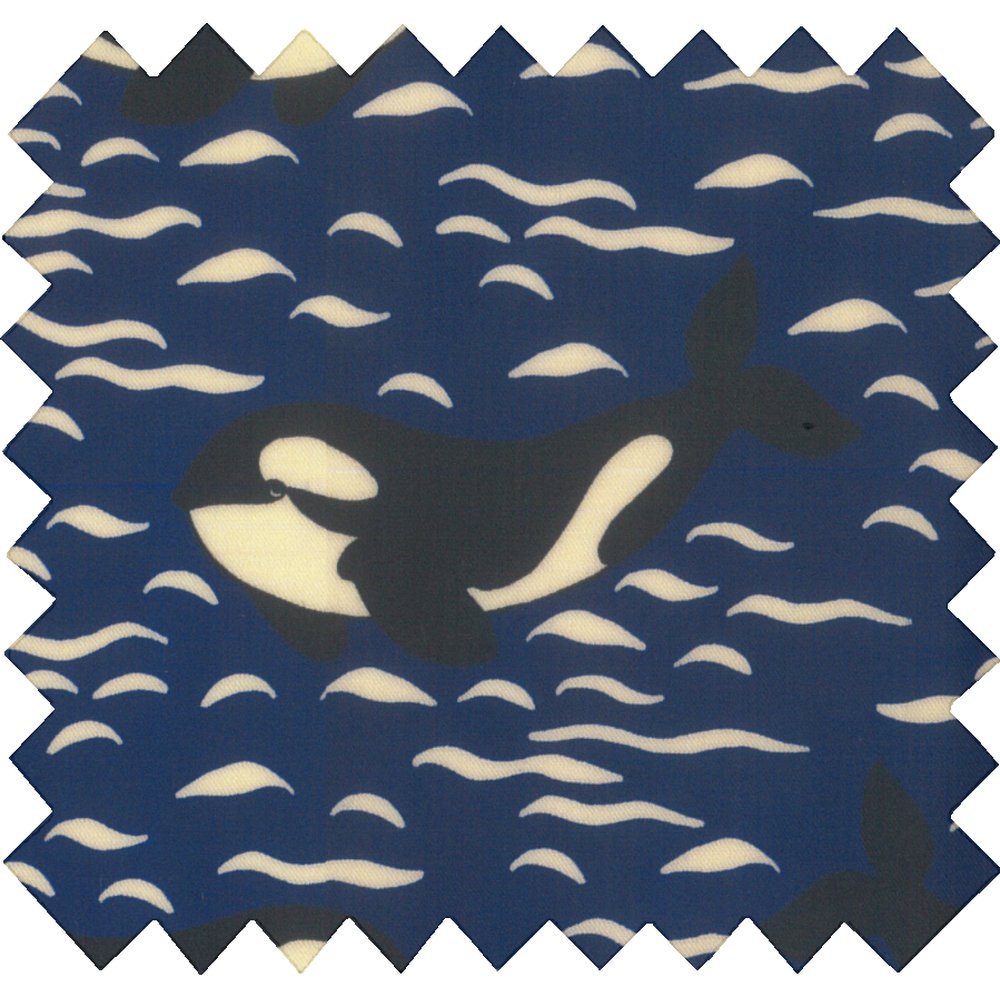 Tissu enduit  au mètre orque bleue