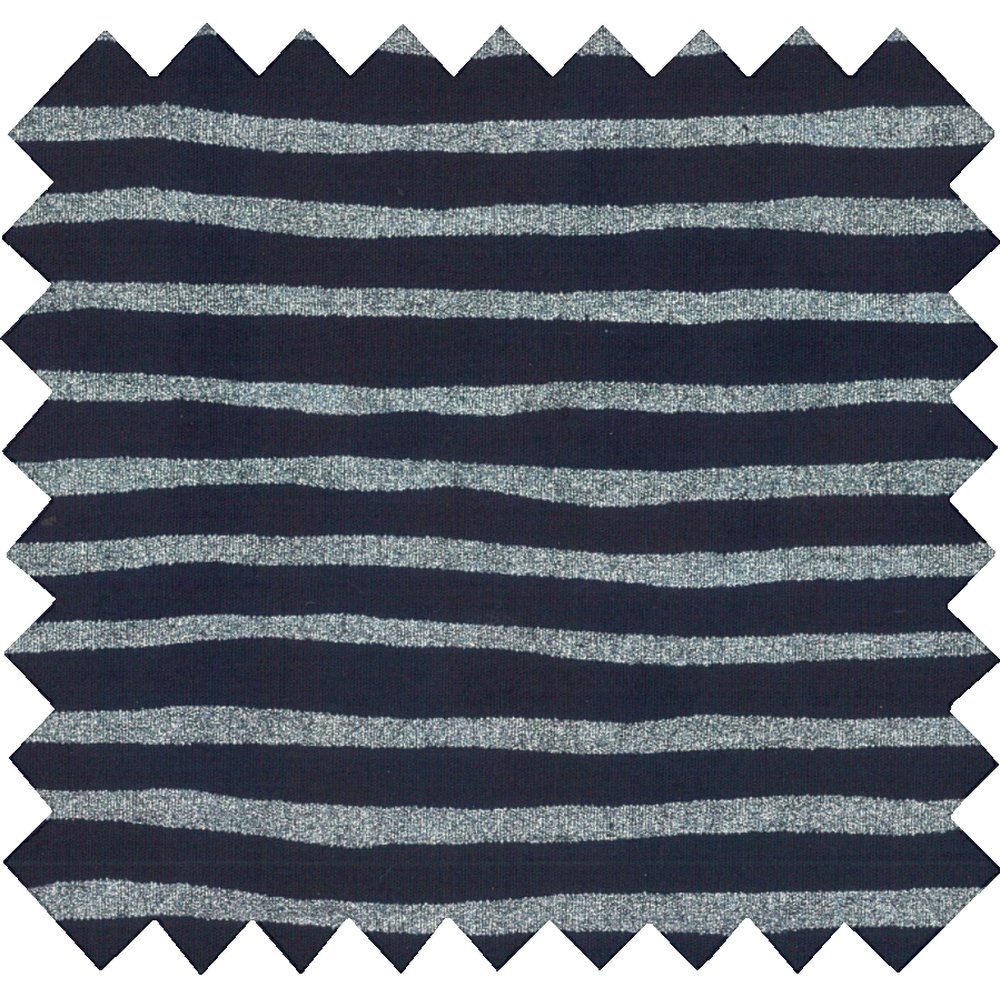 Coated fabric striped silver dark blue