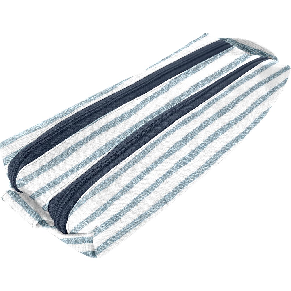 Double compartment school kit striped blue gray glitter
