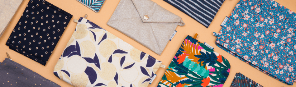 Pochettes en tissu, accessoires pour sac et salle de bain - Papa Pique et Maman Coud